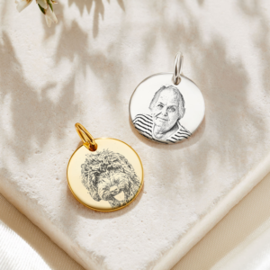Gold Disc Photo Charm - Photo Jewellery - Memorial Jewellery - Inscripture