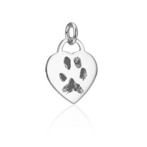 Sterling Silver Heart Paw Print Charm - Memorial Jewellery - Inscripture - Paw Print Jewellery