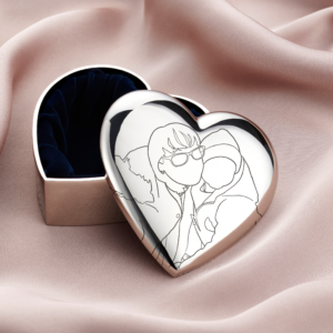 Silver Heart Illustration Trinket Box - Illustration Gifts - Memorial Jewellery - Inscripture