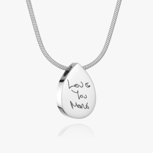 Silver Teardrop Handwriting Necklace - Handwriting Jewellery - Memorial Jewellery - Inscripture