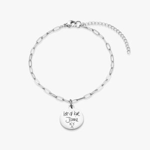 Silver Disc Handwriting Link Chain Bracelet - Handwriting Jewellery - Memorial Jewellery - Inscripture