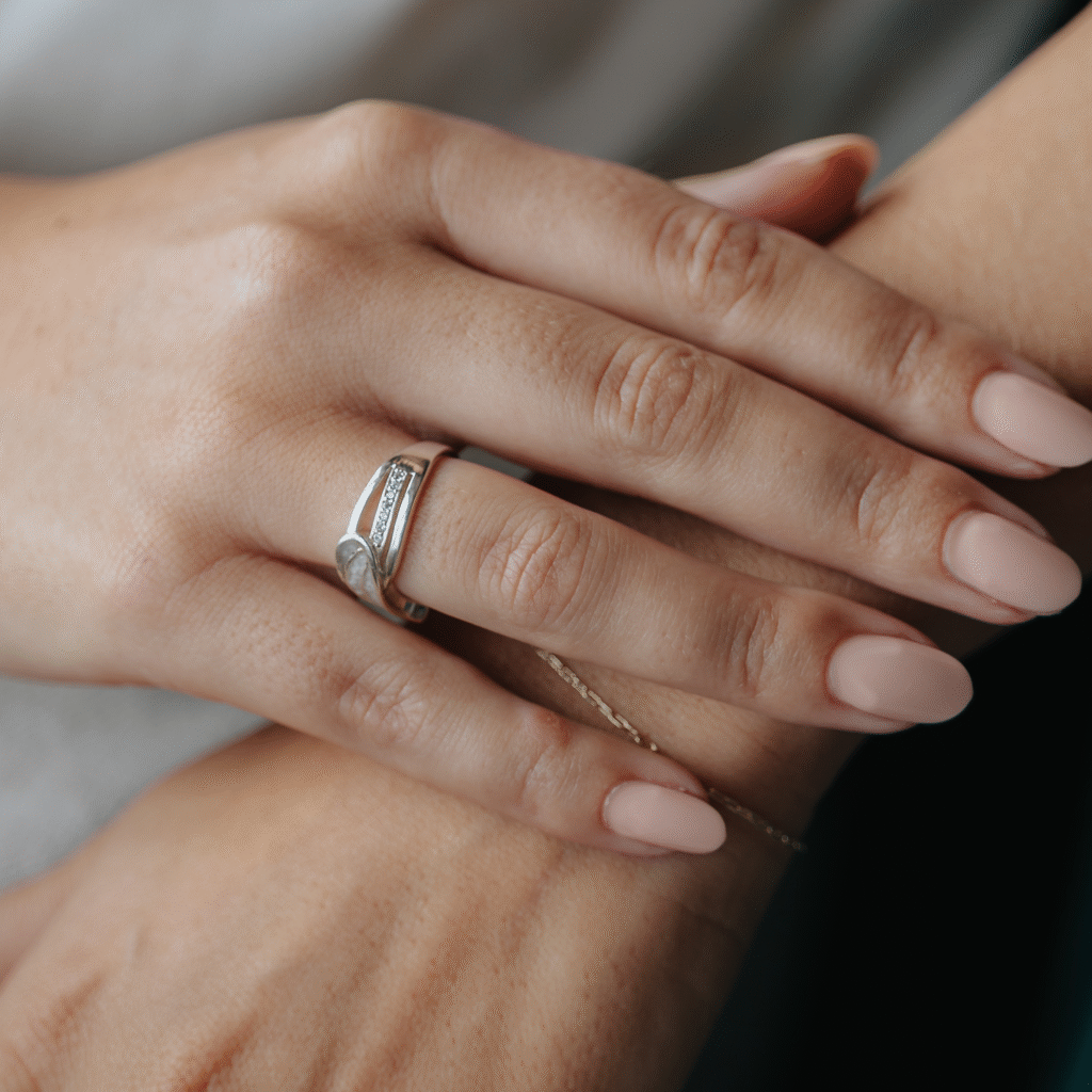 Celestine Angel Wing Ashes Ring - Ashes Into Jewellery - Inscripture - Memorial Jewellery
