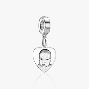 Silver Dangler Photo Charm -Photo Jewellery - Memorial Jewellery - Inscripture