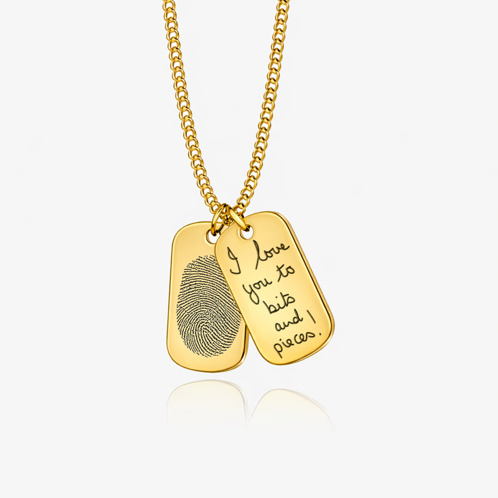 Gold Double Dog Tag Fingerprint Necklace - Fingerprint Jewellery