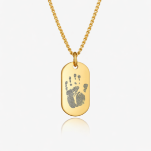 Gold Mini Dog Tag Handprint Necklace - Memorial Jewellery