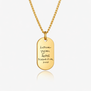 Gold Mini Dog Tag Handwriting Necklace - Handwriting Jewellery