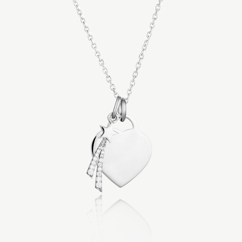 Silver Shooting Star Handwriting Necklace
