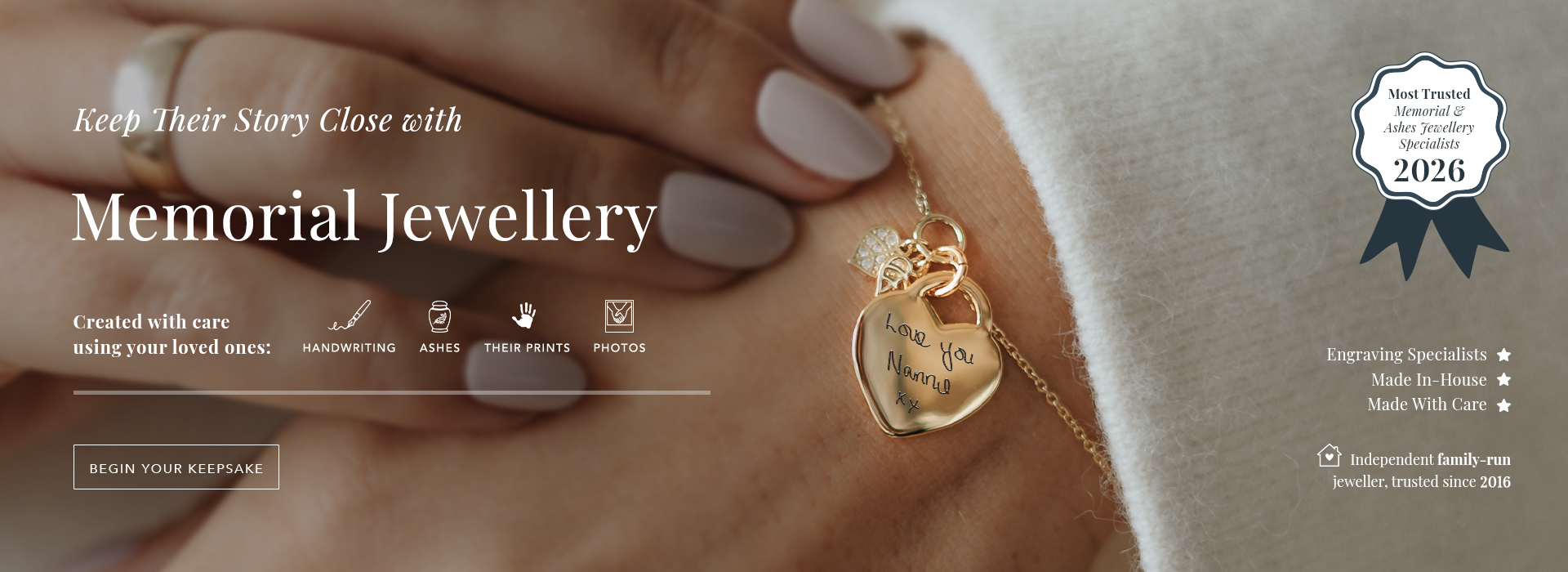 Memorial Jewellery & Ashes Jewellery Experts