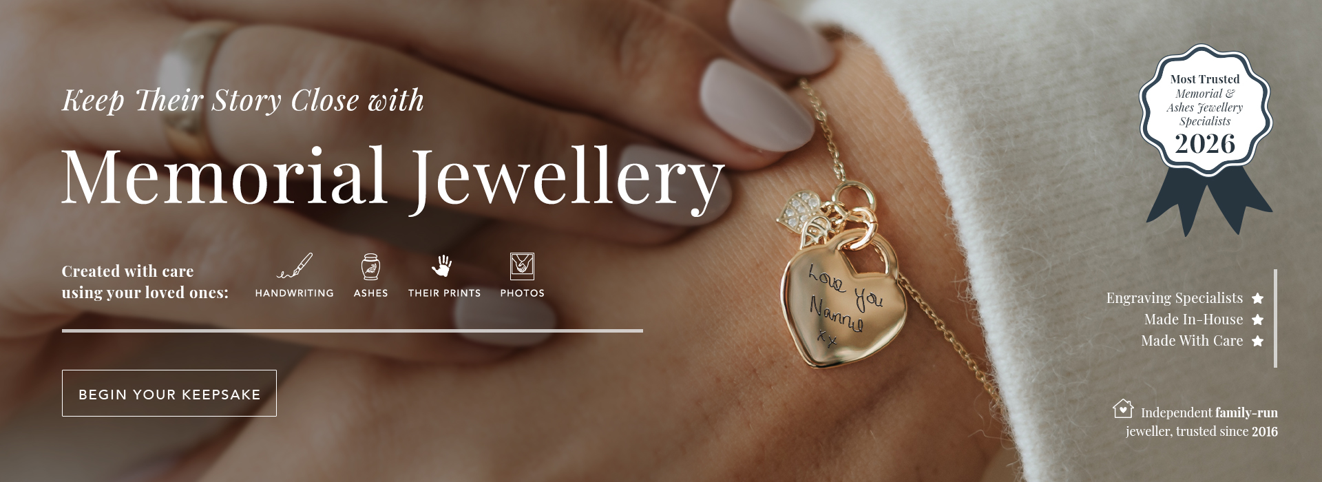 Memorial Jewellery & Ashes Jewellery Experts