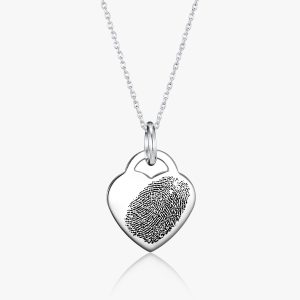 Silver Heart Fingerprint Necklace - Fingerprint Jewellery